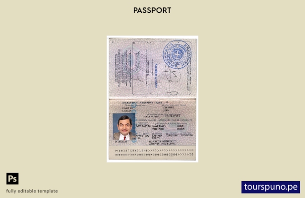 Plantilla de versión de pasaporte de Grecia lista para imprimir 1